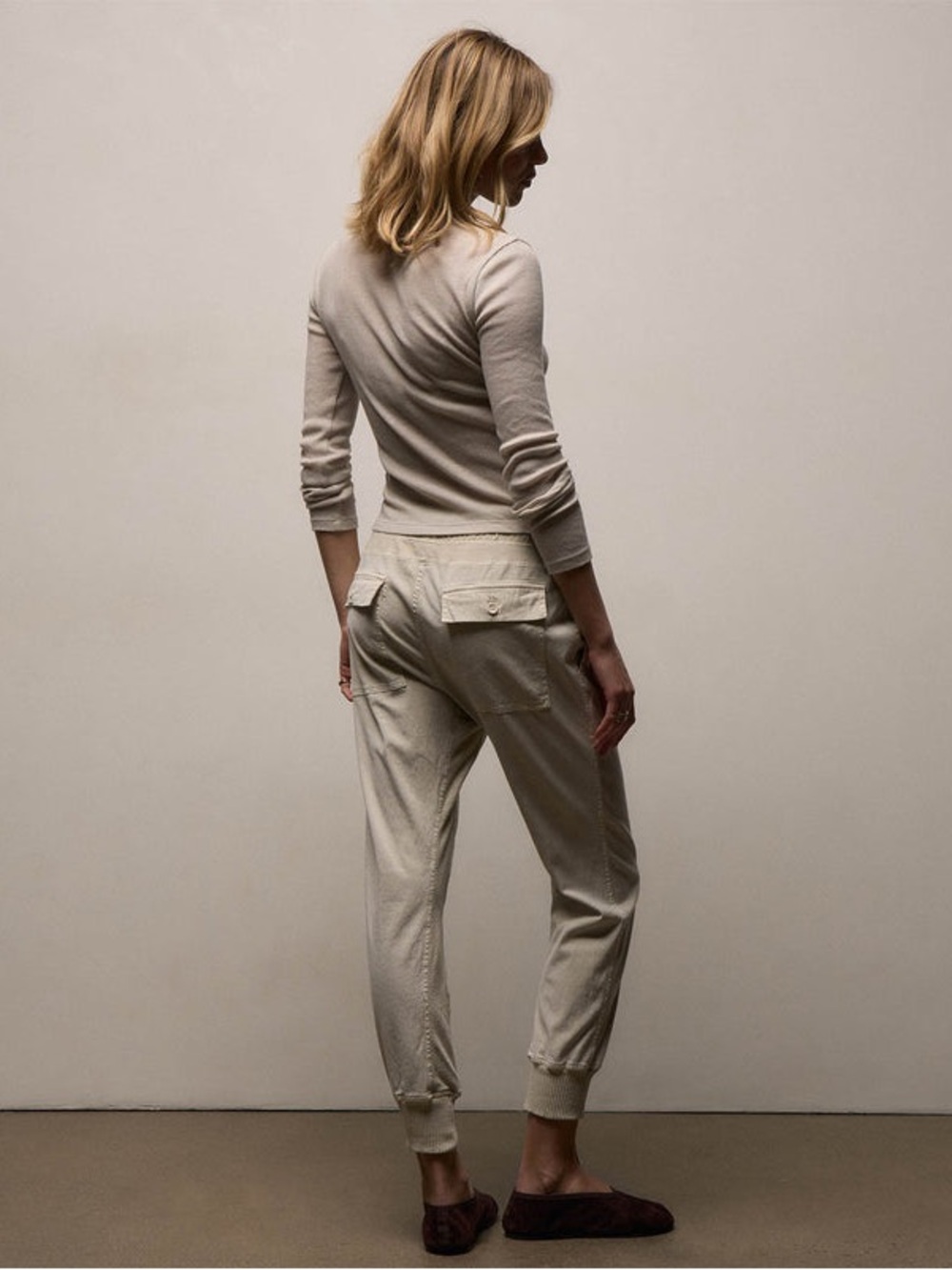 James Perse Mixed Media Pant/ Jogger Talc Size 2 (Medium) - Picture 2 of 5